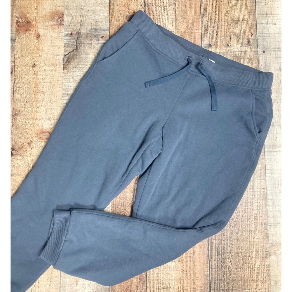 LL Bean Sherpa Lined Sweatpants Blue Fleece Joggers Womens Medium Petite